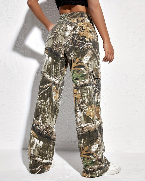 Cargohose mit Camouflage-Print und Taschen