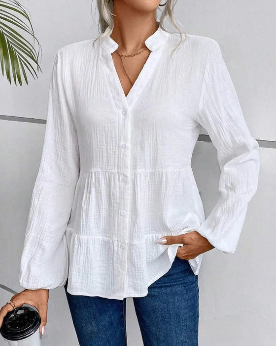 Bluse Mit Laternenärmeln Rand mit Volants Smock