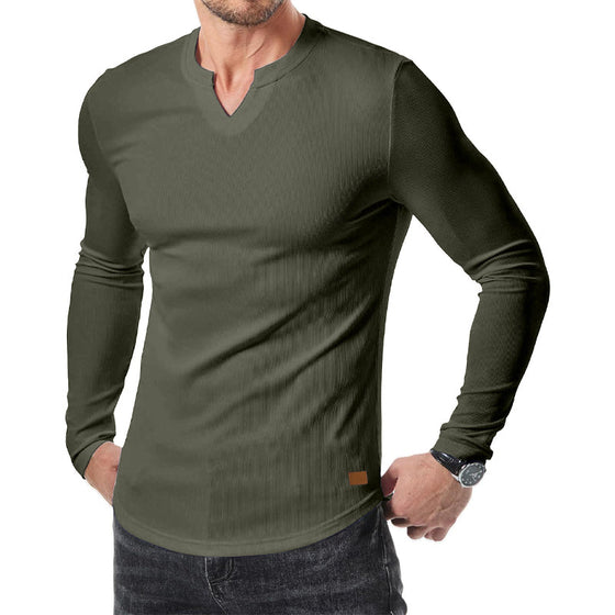 Hemd Herren Slim Fit V-Ausschnitt Longline Muscle