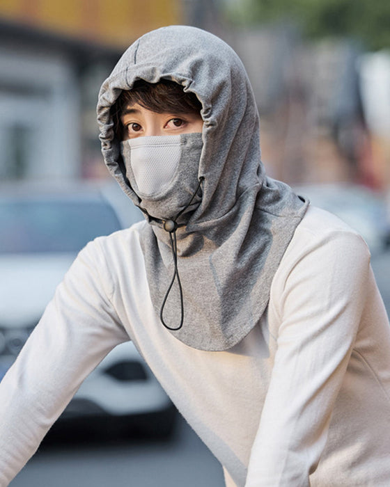 Gesichtsmaske mit Kapuze und Halswärmer zum Radfahren