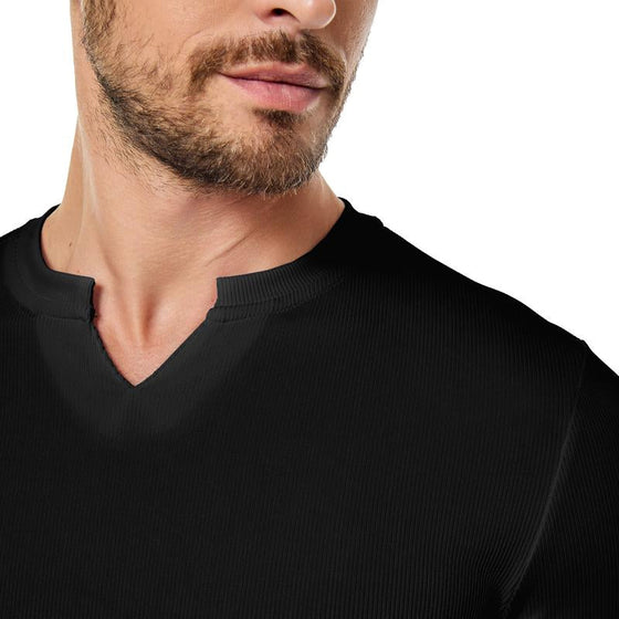 Hemd Herren Slim Fit V-Ausschnitt Longline Muscle