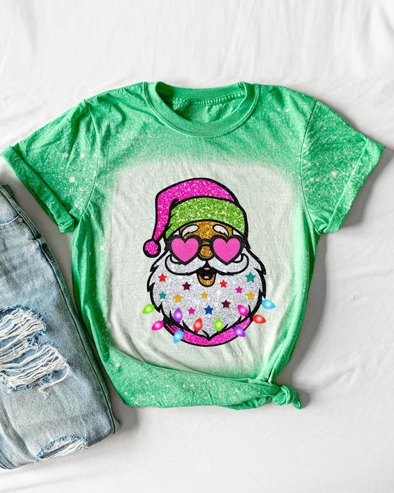 Rundhals-T-shirt mit weihnachtsmann-aufdruck