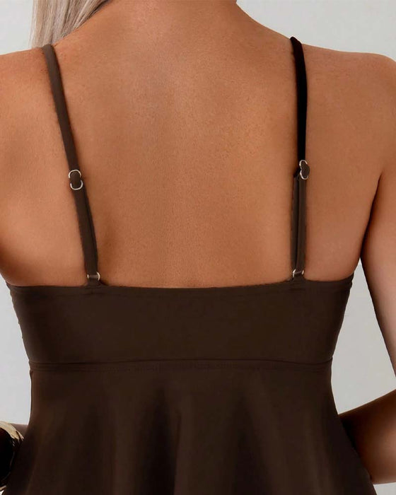 Tankini Mit Muschel Metallperlen Und Cover Up Badeanzug Set