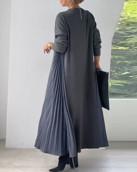 Elegantes, langärmliges, plissiertes pulloverkleid