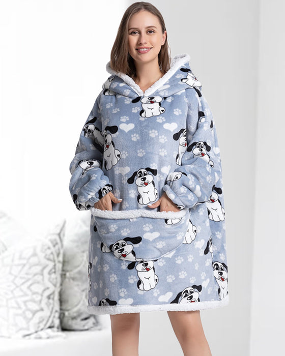 Süßer warmer fleece-kapuzenpullover mit taschen