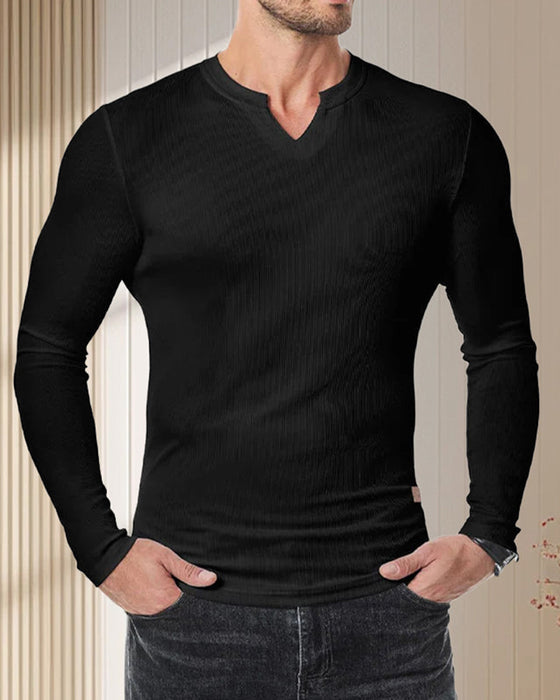 Hemd Herren Slim Fit V-Ausschnitt Longline Muscle