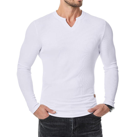 Hemd Herren Slim Fit V-Ausschnitt Longline Muscle