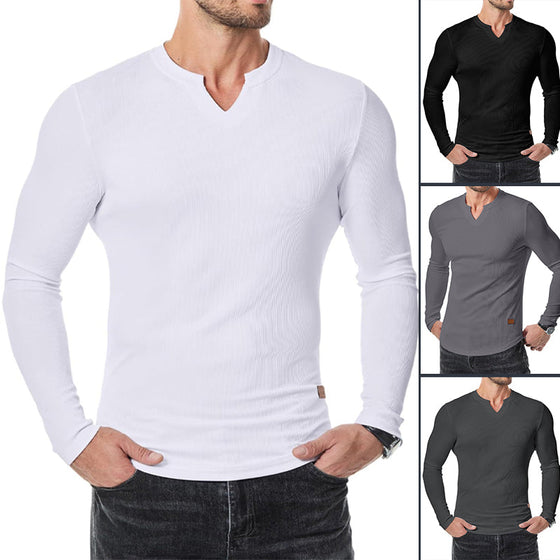 Hemd Herren Slim Fit V-Ausschnitt Longline Muscle