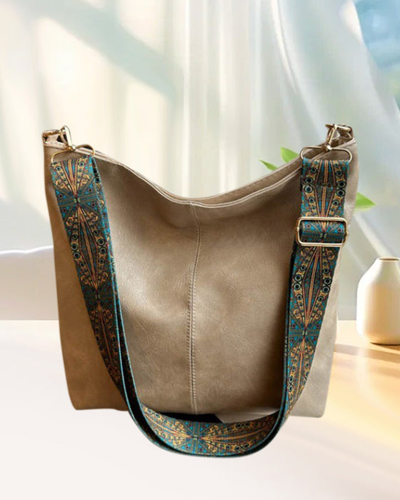 Eimertasche mit großem Fassungsvermögen und Vintage-Schultergurt