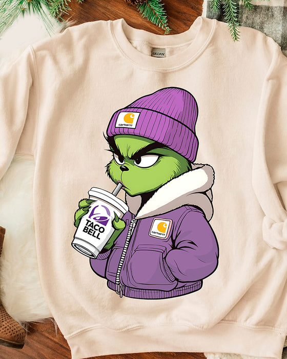 Damen The Grinch Drink Taco Bell Sweatshirt