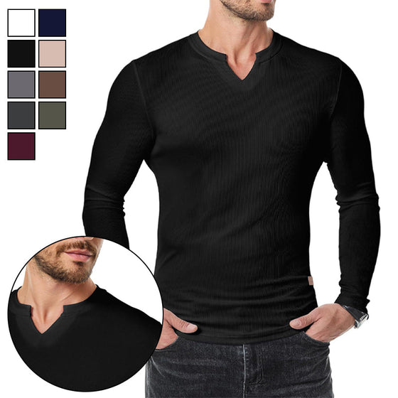 Hemd Herren Slim Fit V-Ausschnitt Longline Muscle