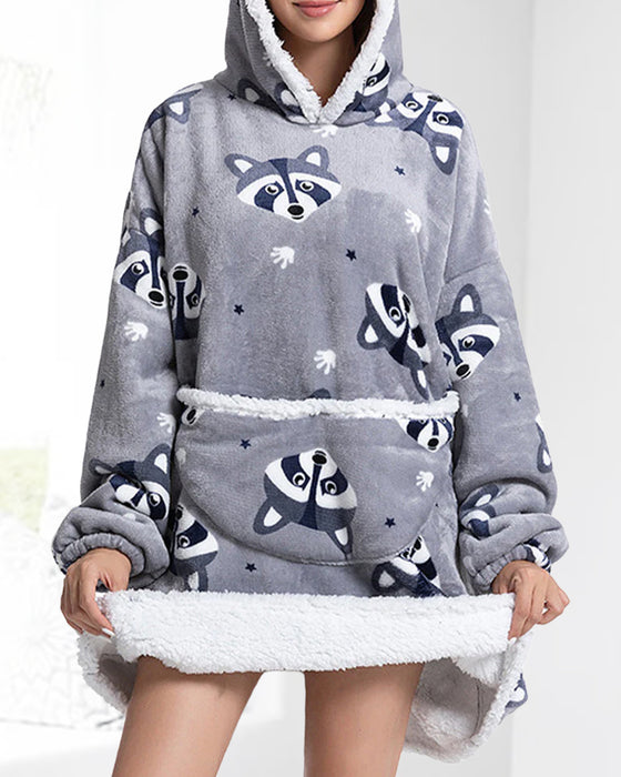 Süßer warmer fleece-kapuzenpullover mit taschen