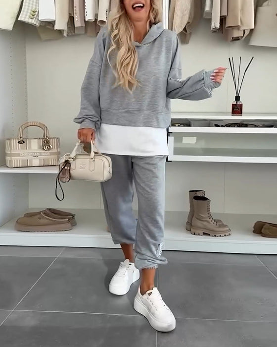 Set Casual Kapuzenpullover Und Hose