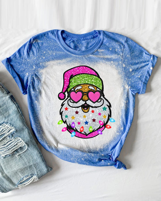 Rundhals-T-shirt mit weihnachtsmann-aufdruck