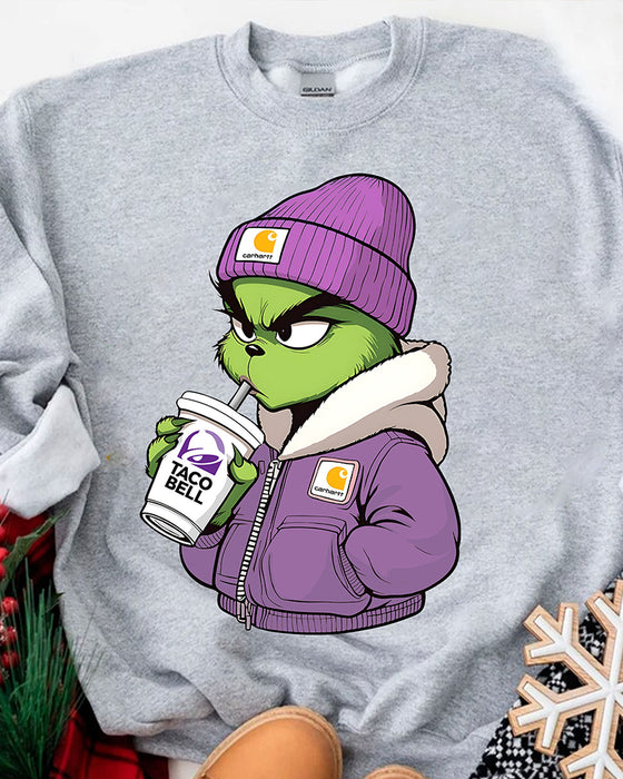 Damen The Grinch Drink Taco Bell Sweatshirt