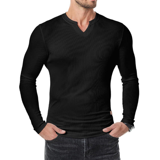 Hemd Herren Slim Fit V-Ausschnitt Longline Muscle