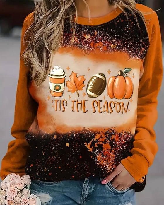 Sweatshirt mit Rundhalsausschnitt und Vintage-Thanksgiving-Print