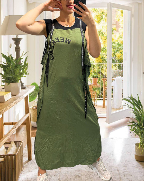 Kleid Lässig locker Hosenträger