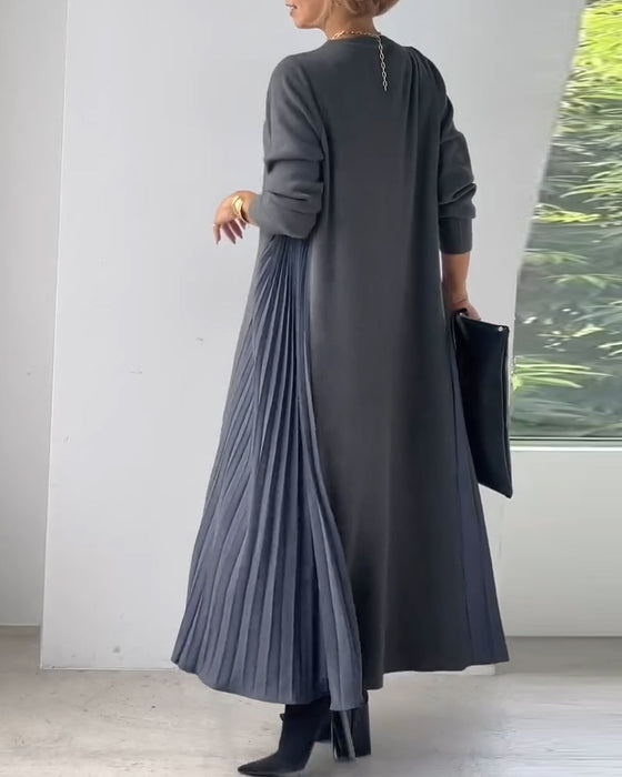 Elegantes, langärmliges, plissiertes pulloverkleid