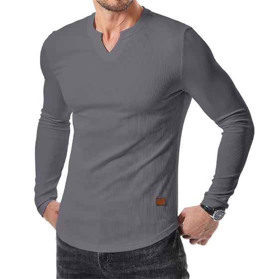 Hemd Herren Slim Fit V-Ausschnitt Longline Muscle