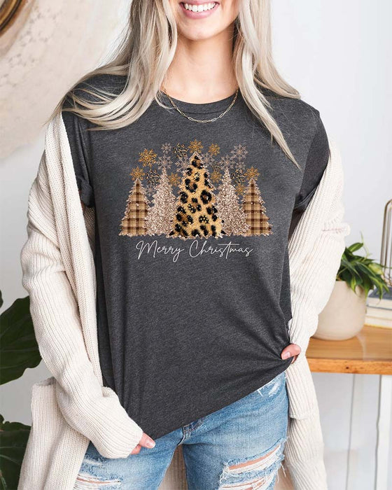 Lässiges T-shirt mit lustigem weihnachtsbaum-print