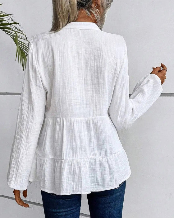 Bluse Mit Laternenärmeln Rand mit Volants Smock