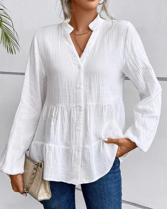 Bluse Mit Laternenärmeln Rand mit Volants Smock