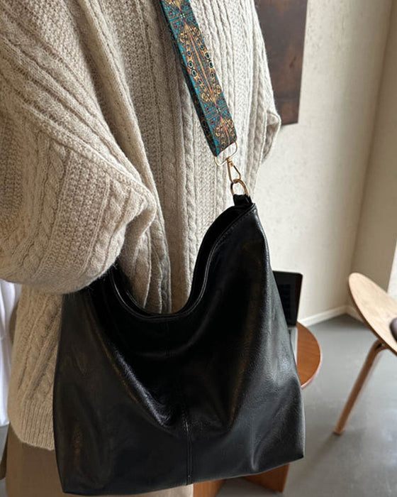 Eimertasche mit großem Fassungsvermögen und Vintage-Schultergurt