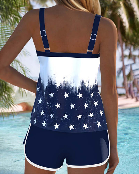 Tankini Amerikanische Flagge Herzdruck Zweiteilig