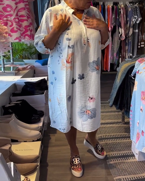 Kleid Stehkragen Lotus Kurzarm