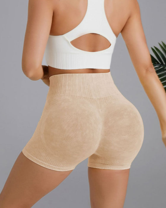 Schlichte, einfarbige Shorts mit hoher Taille und Hüfte