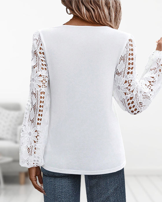 Lässige Bluse mit Spitze