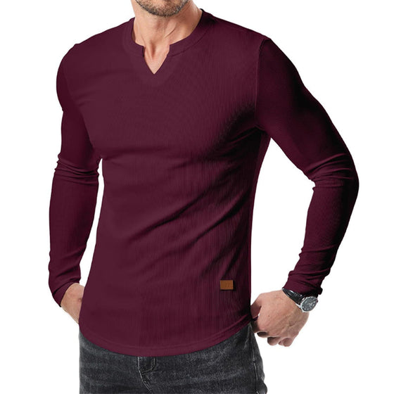 Hemd Herren Slim Fit V-Ausschnitt Longline Muscle