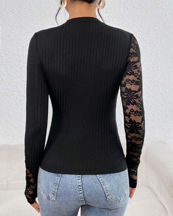 Top Pullover Spitzenpaneel