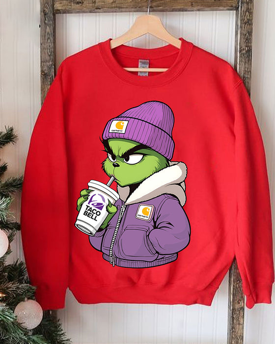 Damen The Grinch Drink Taco Bell Sweatshirt