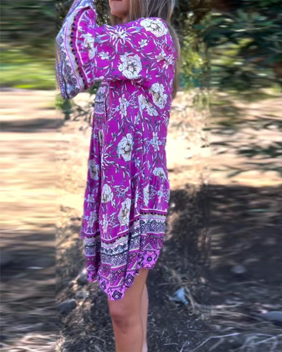Kleid Ferienmuster langärmlig