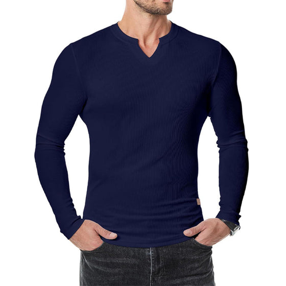 Hemd Herren Slim Fit V-Ausschnitt Longline Muscle