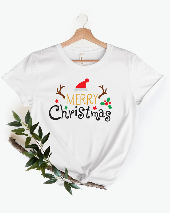 T-Shirt mit Rundhalsausschnitt und Buchstabendruck „Merry Christmas“