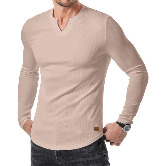 Hemd Herren Slim Fit V-Ausschnitt Longline Muscle