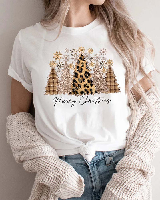 Lässiges T-shirt mit lustigem weihnachtsbaum-print