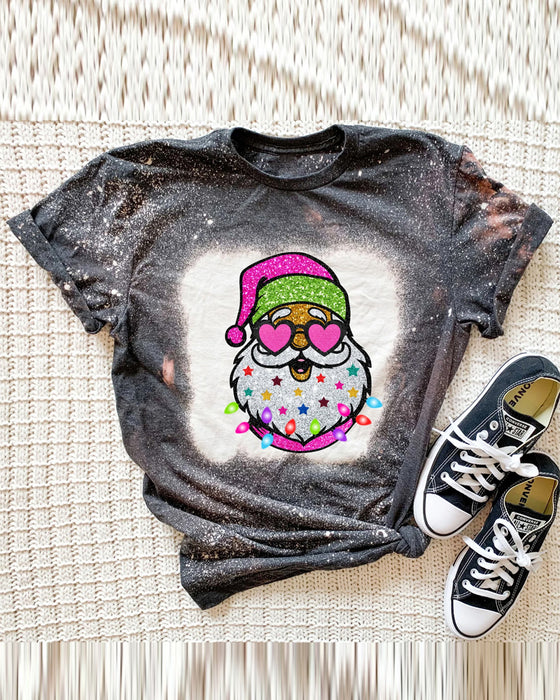 Rundhals-T-shirt mit weihnachtsmann-aufdruck