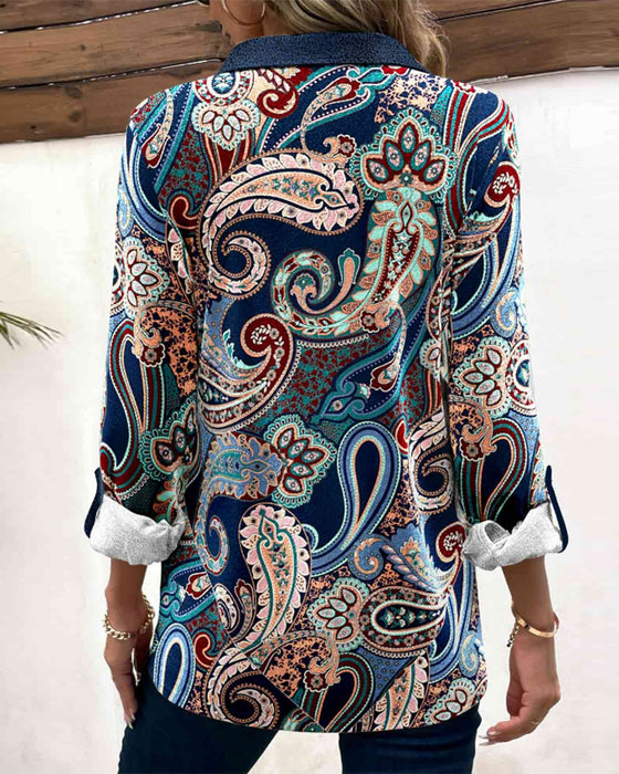 Reversbluse mit Paisley-Print