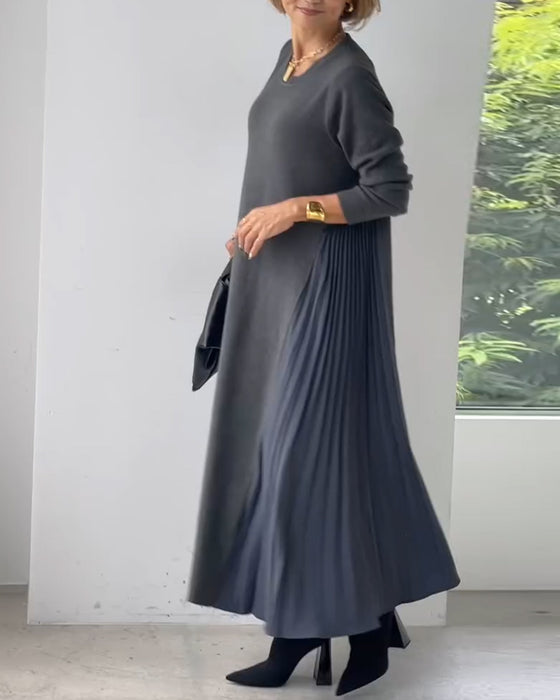 Elegantes, langärmliges, plissiertes pulloverkleid