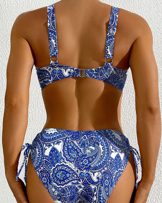 Bikini-Set Blau und Weiß Porzellan Sexy