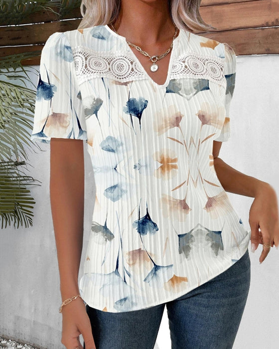 Elegantes Top mit Ginkgoblatt-Print