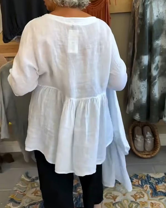 Bluse Halbarm V-Ausschnitt Ausgestellt
