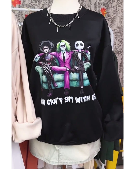 Lässiges Sweatshirt mit Rundhalsausschnitt und Halloween-Muster