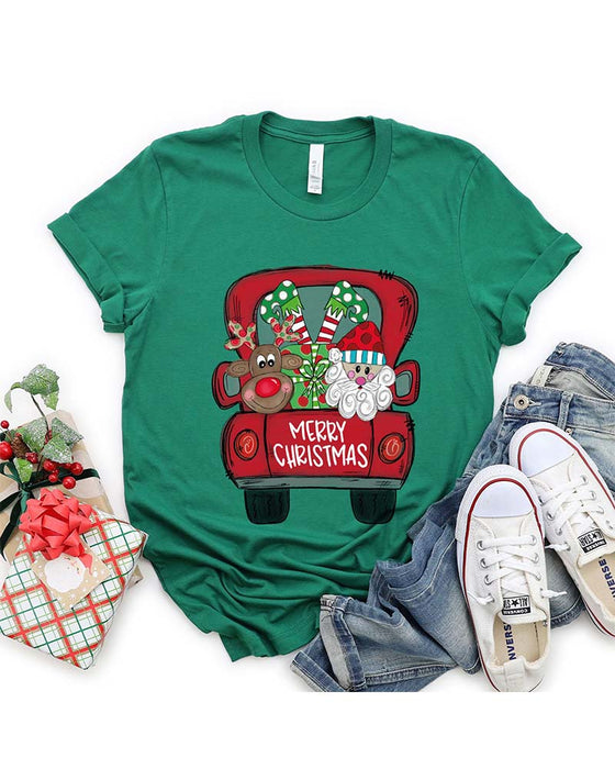 Weihnachts-truck-T-shirt mit rundhalsausschnitt