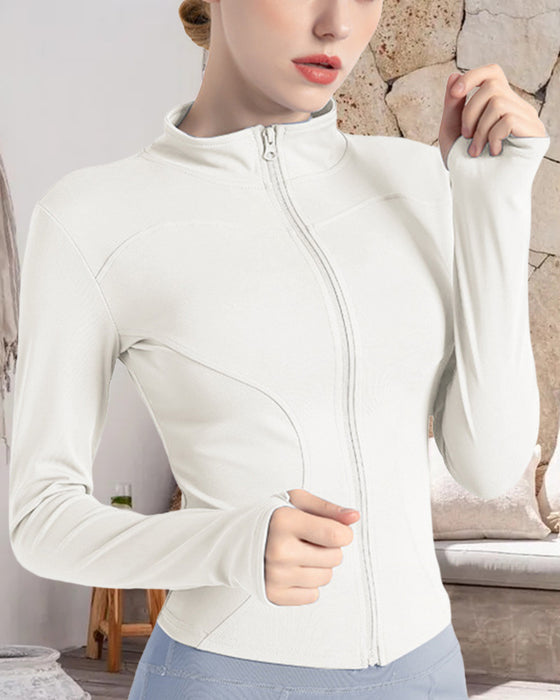 Einfarbige, schmal geschnittene yoga-jacke