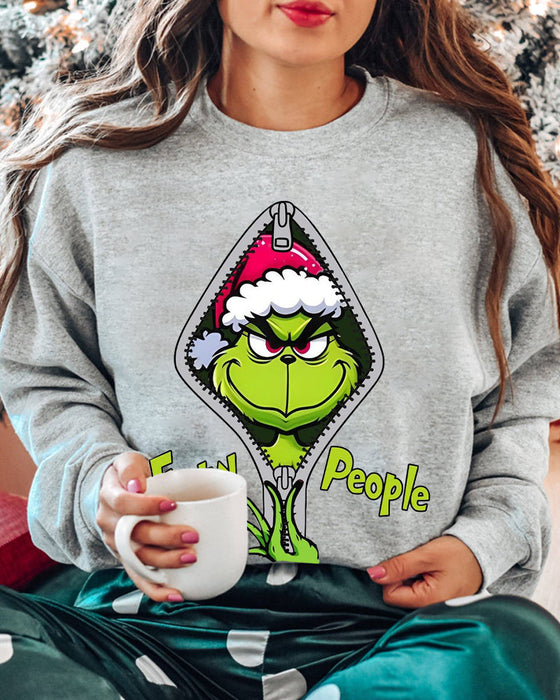 Lässiges Sweatshirt mit Grinch-Cartoon-Buchstaben-Aufdruck